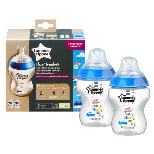 Tommee Tippee Closer to Nature Baby Bottle 0m+ Κωδ 42252185, 2x260ml Tommee Tippee Closer to Nature Baby Bottle 0m+ Κωδ 42252185, 2x260ml
