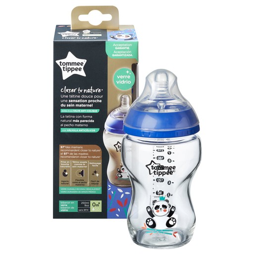 Tommee Tippee Closer to Nature Glass Baby Bottle Boy 0m+ Κωδ 422707, 250ml Tommee Tippee Closer to Nature Glass Baby Bottle Boy 0m+ Κωδ 422707, 250ml