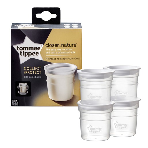 Tommee Tippee Closer to Nature Breast Milk Storage Pots Κωδ 42301041, 4x60ml