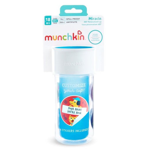 Munchkin Miracle 360 Insulated Sticker Cup Κύπελο Θερμός Μπλε 266ml Munchkin Miracle 360 Insulated Sticker Cup Κύπελο Θερμός Μπλε 266ml