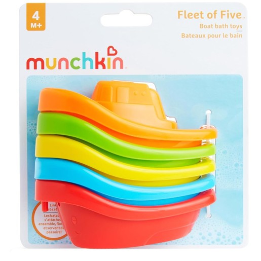 Munchkin Fleet of Five Float & Pour Bath Boats 4m+, 1 Τεμάχιο