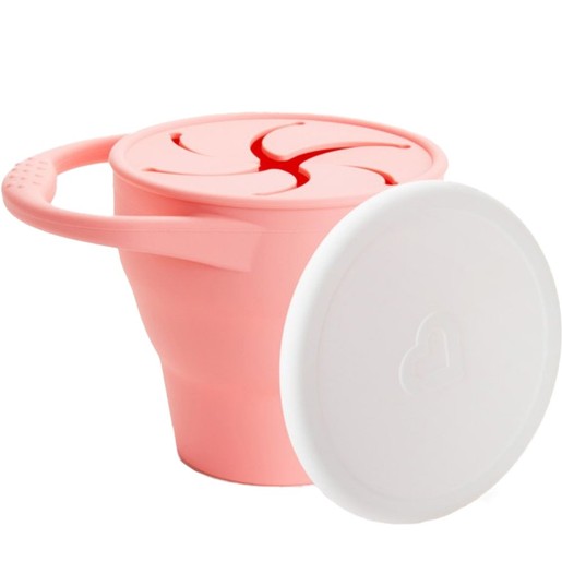 Munchkin C\'est Silicone Snack Catcher With Lid 6m+ 1 Τεμάχιο, Κωδ 90181 - Coral