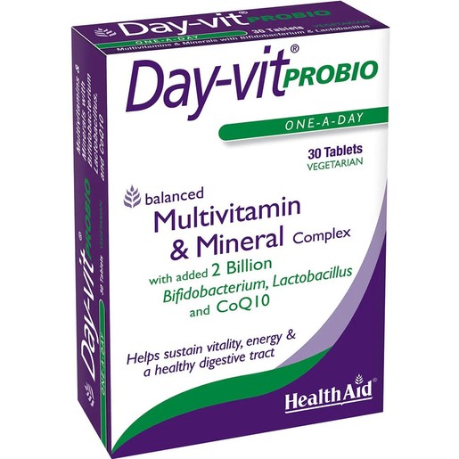 Health Aid Day-Vit Probio Multivitamin & Mineral with Probiotics & CoQ10 30tabs Health Aid Day-Vit Probio Multivitamin & Mineral with Probiotics & CoQ10 30tabs