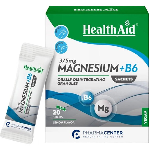 Health Aid Magnesium 375mg & B6 20 Sachets