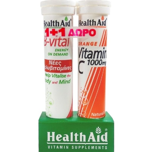 Health Aid Promo B-Vital Apricot 20 Effer.tabs & Δώρο Vitamin C Orange 1000mg 20 Effer.tabs