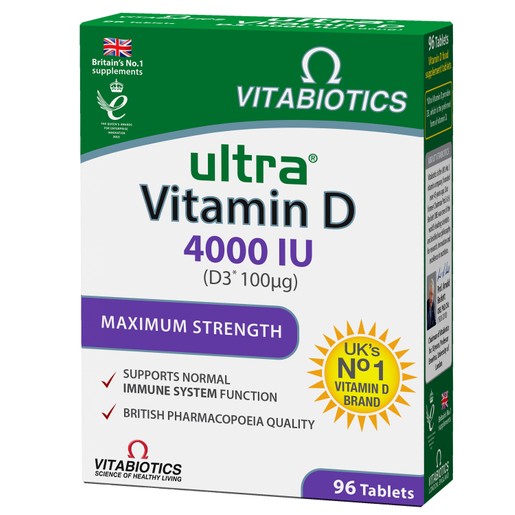 Vitabiotics Ultra Vitamin D 4000IU (D3 100μg) Maximum Strength 96tabs