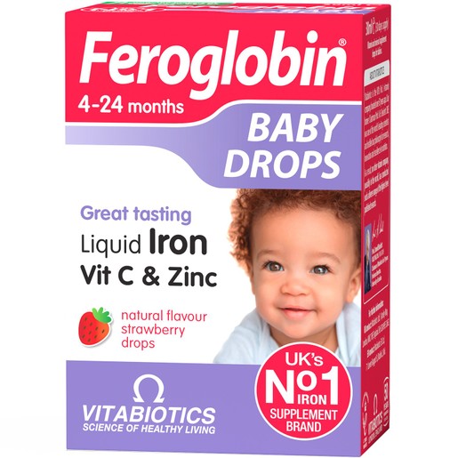 Vitabiotics Feroglobin Baby Drops Iron, Vit C & Zinc 4-24 Months 30ml