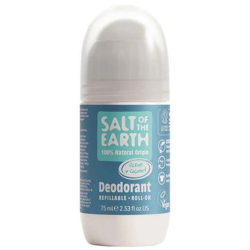 Salt of the Earth Natural Refillable Roll-On Deodorant 75ml - Ocean & Coconut Salt of the Earth Natural Refillable Roll-On Deodorant 75ml - Ocean & Coconut