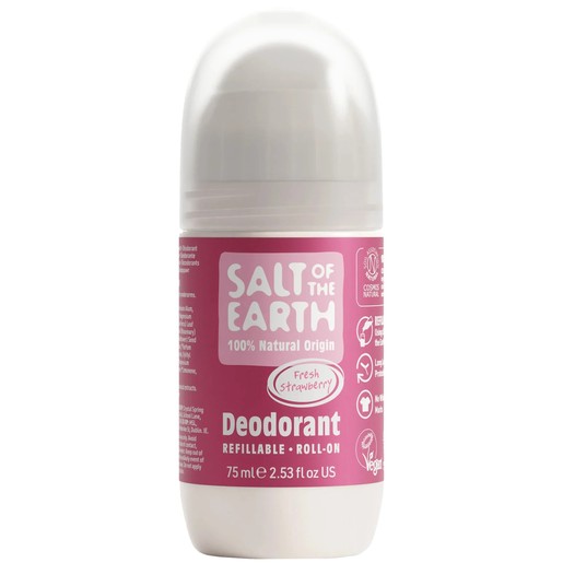 Salt of the Earth Natural Refillable Roll-On Deodorant 75ml - Fresh Strawberry Salt of the Earth Natural Refillable Roll-On Deodorant 75ml - Fresh Strawberry
