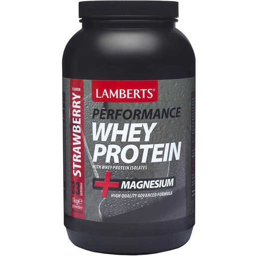 Lamberts Performance Whey Protein Powder Magnesium 1000g - Strawberry
