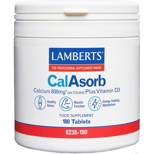 Lamberts CalAsorb Calcium 800mg & Vitamin D3 6μg, 180tabs