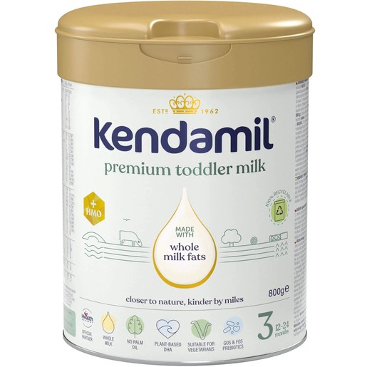 Kendamil Premium Toddler Milk 3, 12-24m with Whole Milk Fats + HMO 800g