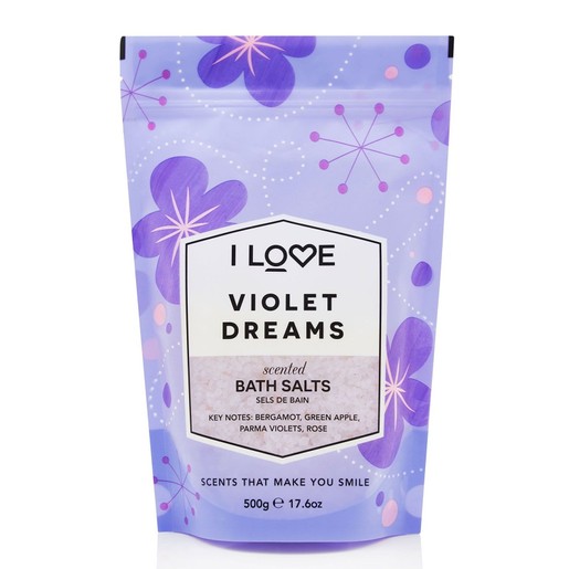 I love... Violet Dreams Scented Bath Salts Άλατα Μπάνιου με Υπέροχο Άρωμα από Εκχυλίσματα Φρούτων 500gr I love... Violet Dreams Scented Bath Salts Άλατα Μπάνιου με Υπέροχο Άρωμα από Εκχυλίσματα Φρούτων 500gr