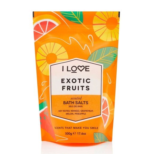 I Love...Exotic Fruits Scented Bath Salts Άλατα Μπάνιου με Υπέροχο Άρωμα από Εκχυλίσματα Φρούτων 500gr I Love...Exotic Fruits Scented Bath Salts Άλατα Μπάνιου με Υπέροχο Άρωμα από Εκχυλίσματα Φρούτων 500gr