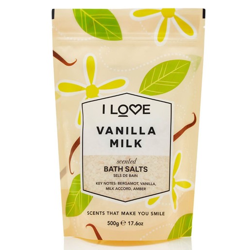 I love... Vanilla Milk Scented Bath Salts Άλατα Μπάνιου με Υπέροχο Άρωμα από Εκχυλίσματα Φρούτων 500gr I love... Vanilla Milk Scented Bath Salts Άλατα Μπάνιου με Υπέροχο Άρωμα από Εκχυλίσματα Φρούτων 500gr