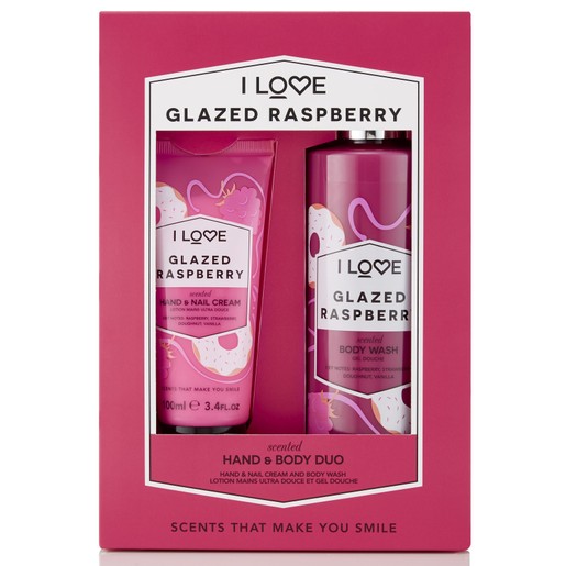 I love... Gift Set Duo Glazed Raspberry Hand and Nail Cream 100ml & Scented Body Wash 360ml I love... Gift Set Duo Glazed Raspberry Hand and Nail Cream 100ml & Scented Body Wash 360ml