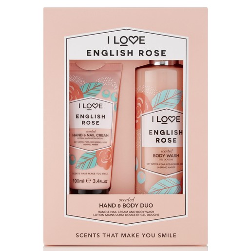 I love... Gift Set Duo English Rose Hand and Nail Cream 100ml & Scented Body Wash 360ml I love... Gift Set Duo English Rose Hand and Nail Cream 100ml & Scented Body Wash 360ml