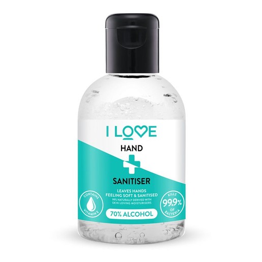 I love... Hand Sanitiser Antiseptic Gel 70% Alcohol 100ml I love... Hand Sanitiser Antiseptic Gel 70% Alcohol 100ml