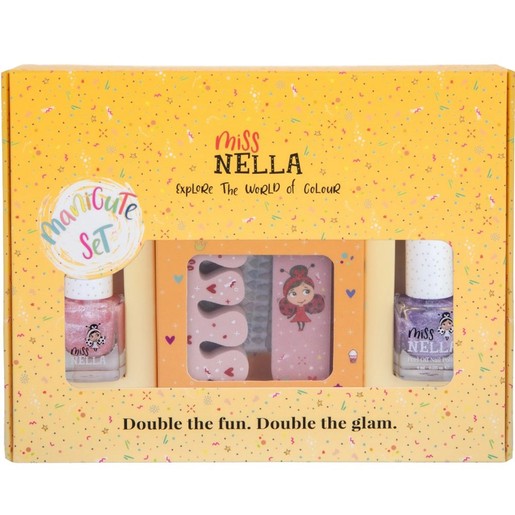 Miss Nella Glitter Manicute Set, 8ml (2x4ml) Nail Polish & Accessories Set 1 Τεμάχιο