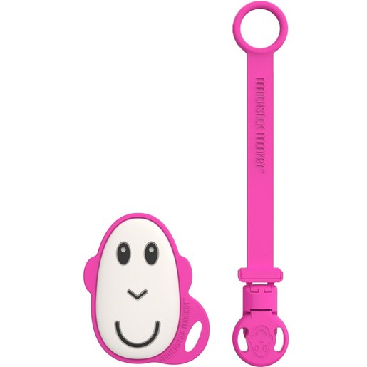 Matchstick Monkey Flat Face Teether & Soother Clip Κωδ 24101, 1 Τεμάχιο - Ροζ