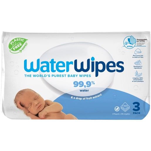 WaterWipes Baby Wipes 0m+, 144 Τεμάχια (3x48 Τεμάχια) WaterWipes Baby Wipes 0m+, 144 Τεμάχια (3x48 Τεμάχια)