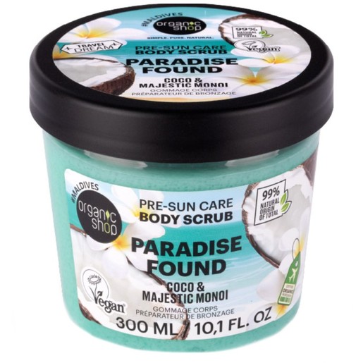 Organic Shop Pre-Sun Care Paradise Found Coco & Majestic Monoi Body Scrub 300ml