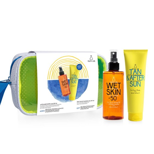 Youth Lab Πακέτο Προσφοράς Wet Skin Spf50 Dry Touch Face, Body Tanning Oil 200ml & Δώρο Tan & After Sun 150ml & Νεσεσέρ