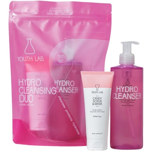 Youth Lab Candy Scrub & Mask 75ml & Hydro for Normal & Dry Skin Mild Foaming Cleanser Gel 300ml