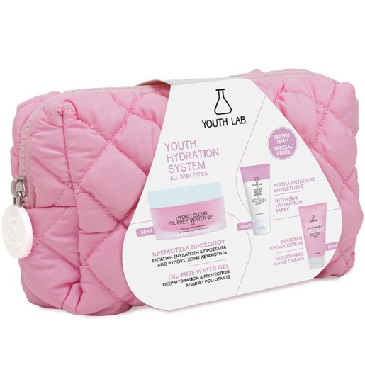 Youth Lab Promo Hydro Cloud Oil-Free Water Gel 50ml & Intensive Hydrating Thirst Relief Face Mask 50ml & Moisturizing For Dry & Chapped Skin Hand Cream 50ml & Δώρο Νεσεσέρ 1 Τεμάχιο