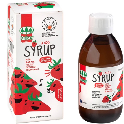 Kaiser Kids Syrup Strawberry Flavor Παιδικό Σιρόπι για τον Ερεθισμένο Λαιμό Γεύση Φράουλα 200ml