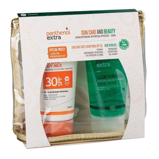 Medisei Promo Sun Care & Beauty Panthenol Extra Sun Care Face & Body Milk Spf30, 150ml & Aloe Vera Gel 150ml & Δώρο Νεσεσέρ Medisei Promo Sun Care & Beauty Panthenol Extra Sun Care Face & Body Milk Spf30, 150ml & Aloe Vera Gel 150ml & Δώρο Νεσεσέρ