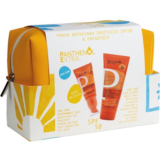 Medisei Panthenol Extra Promo Sun Care Spf50 Diaphanous Face Gel 20ml & Face & Body Spf50 Milk 200ml & Δώρο Νεσεσέρ 1 Τεμάχιο