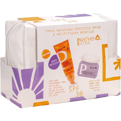 Medisei Panthenol Extra Promo Sun Care Diaphanous Spf30 Face Gel 50ml & Anti-Wrinkle & Revitalizing Face & Eye Cream 50ml & Δώρο Νεσεσέρ 1 Τεμάχιο