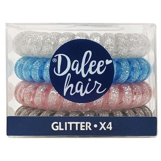 Medisei Dalee Hair Spiral Glitter Σπιράλ Λαστιχάκια Μαλλιών 4 Τεμάχια