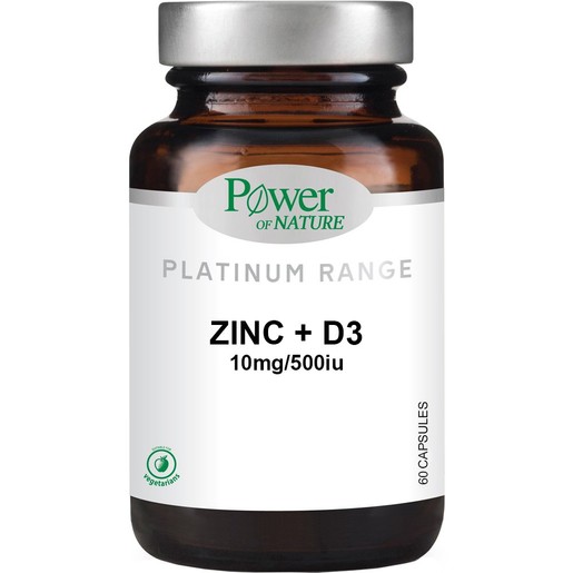 Power of Nature Platinum Range Zinc 10mg & Vitamin D3 500iu, 60caps