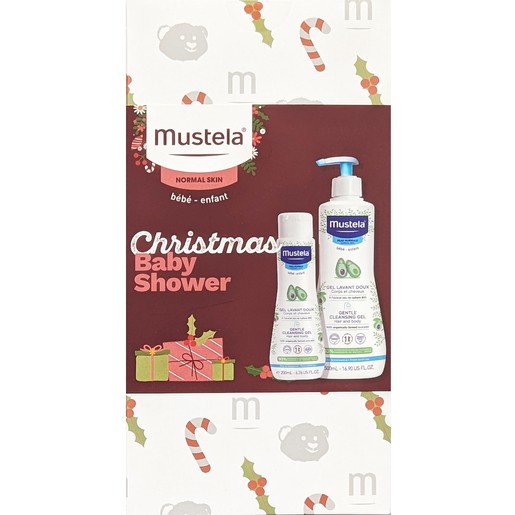 Mustela Promo Christmas Baby Shower Gentle Cleansing Gel Βρεφικό - Παιδικό Gel Καθαρισμού για Σώμα - Μαλλιά με Αβοκάντο Βιολογικής Καλλιέργειας 500ml & 200ml