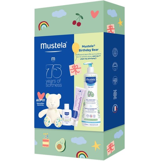 Mustela Promo Gentle Cleansing Gel for Hair & Body 750ml & 123 Vitamin Barrier Cream 50ml & Liniment Diaper Change Cleanser 50ml & Δώρο Αρκουδάκι Αγκαλιάς 1 Τεμάχιο & Δώρο Αυτοκόλλητο Αυτοκινήτου