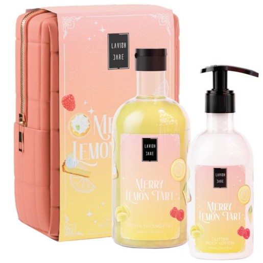 Lavish Care Promo Merry Lemon Tart Bath & Shower Gel 500ml & Glitter Body Lotion 300ml & Νεσεσέρ 1 Τεμάχιο