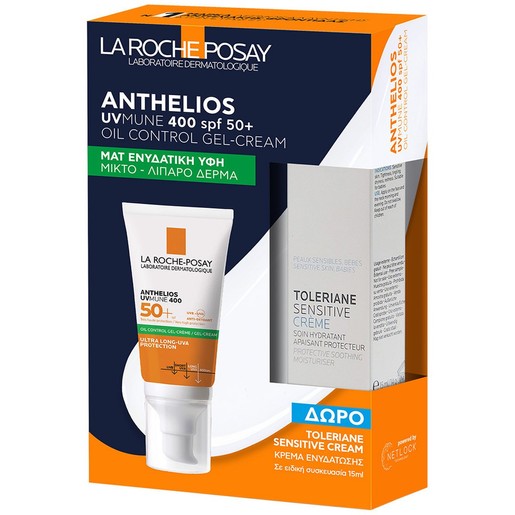 La Roche-Posay Promo Anthelios UVMune 400 Spf50+ Oil Control Gel-Cream 50ml & Δώρο Toleriane Sensitive Moisturiser Cream 15ml