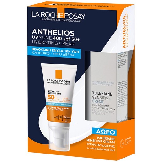 La Roche-Posay Promo Anthelios UVMune 400 Spf50+ Hydrating Cream 50ml & Δώρο Toleriane Sensitive Moisturiser Cream 15ml