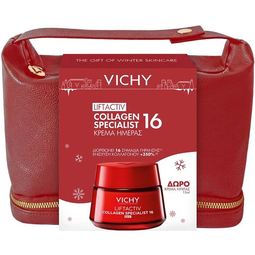Vichy Promo Liftactiv Collagen Specialist 16 Day Face Cream 50ml & Δώρο Liftactiv Collagen Specialist 16 Night Cream 15ml & Δώρο Νεσεσέρ 1 Τεμάχιο