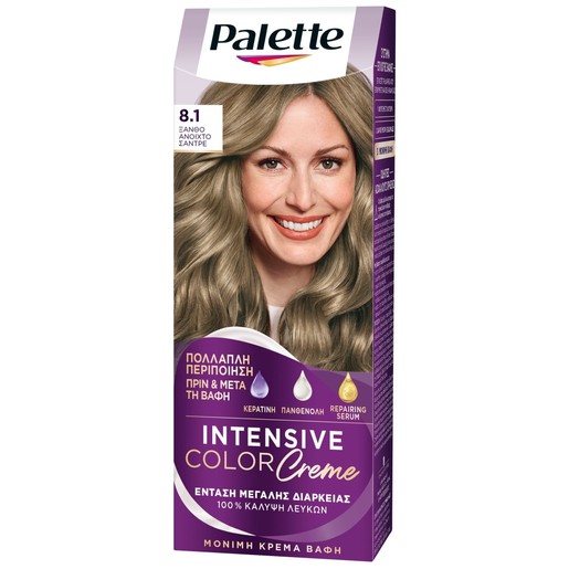 Schwarzkopf Palette Intensive Hair Color Creme Kit 1 Τεμάχιο - 8.1 Ξανθό Ανοιχτό Σαντρέ