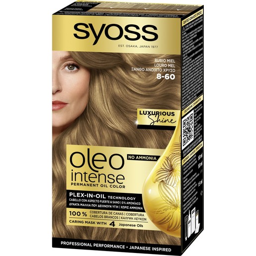 Syoss Oleo Intense Permanent Oil Hair Color Kit 1 Τεμάχιο - 8-60 Ξανθό Ανοιχτό Χρυσό