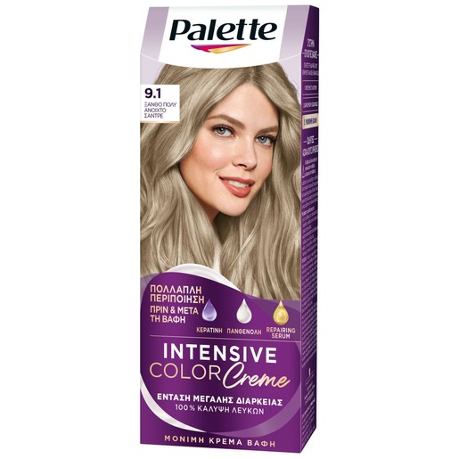 Schwarzkopf Palette Intensive Hair Color Creme Kit 1 Τεμάχιο - 9.1 Ξανθό Πολύ Ανοιχτό Σαντρέ