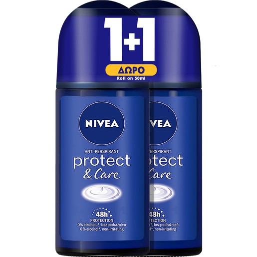 Nivea Promo Protect & Care Roll-On Deodorant 2x50ml 1+1 Δώρο