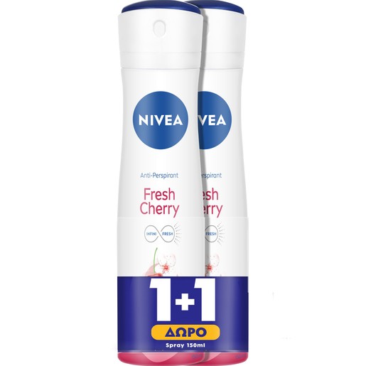 Nivea Promo Fresh Cherry Long Lasting Freshness Deodorant Spray 2x150ml 1+1 Δώρο