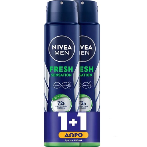 Nivea Promo Men Fresh Sensation 72h Anti-Perspirant Spray 300ml (2x150ml)