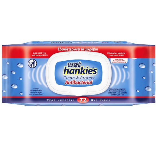 Wet Hankies Clean & Protect Antibacterial Υγρά Αντιβακτηριδιακά Μαντηλάκια 72τμχ Wet Hankies Clean & Protect Antibacterial Υγρά Αντιβακτηριδιακά Μαντηλάκια 72τμχ