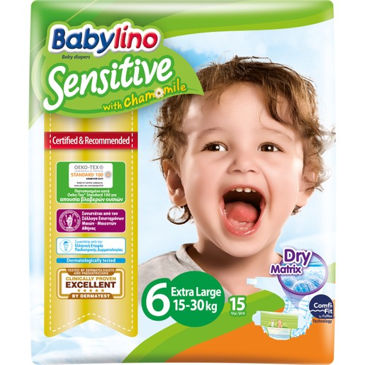Babylino Sensitive Carry Pack Extra Large Νο6 (15-30kg) 15 Πάνες Babylino Sensitive Carry Pack Extra Large Νο6 (15-30kg) 15 Πάνες