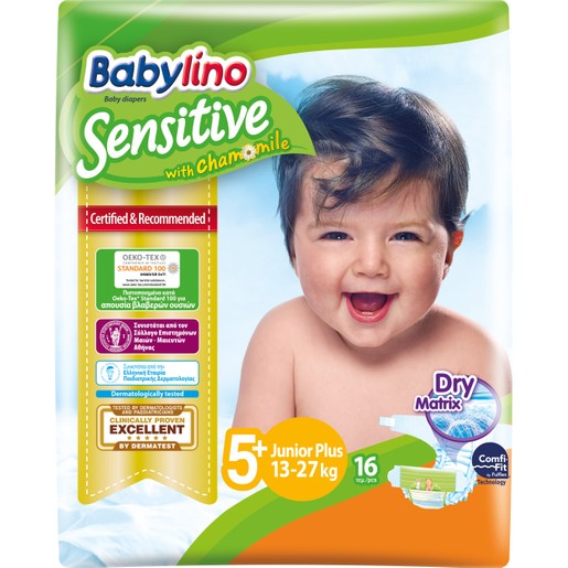 Babylino Sensitive Carry Pack Junior Plus Νο5+ (13-27kg) 16 Πάνες Babylino Sensitive Carry Pack Junior Plus Νο5+ (13-27kg) 16 Πάνες